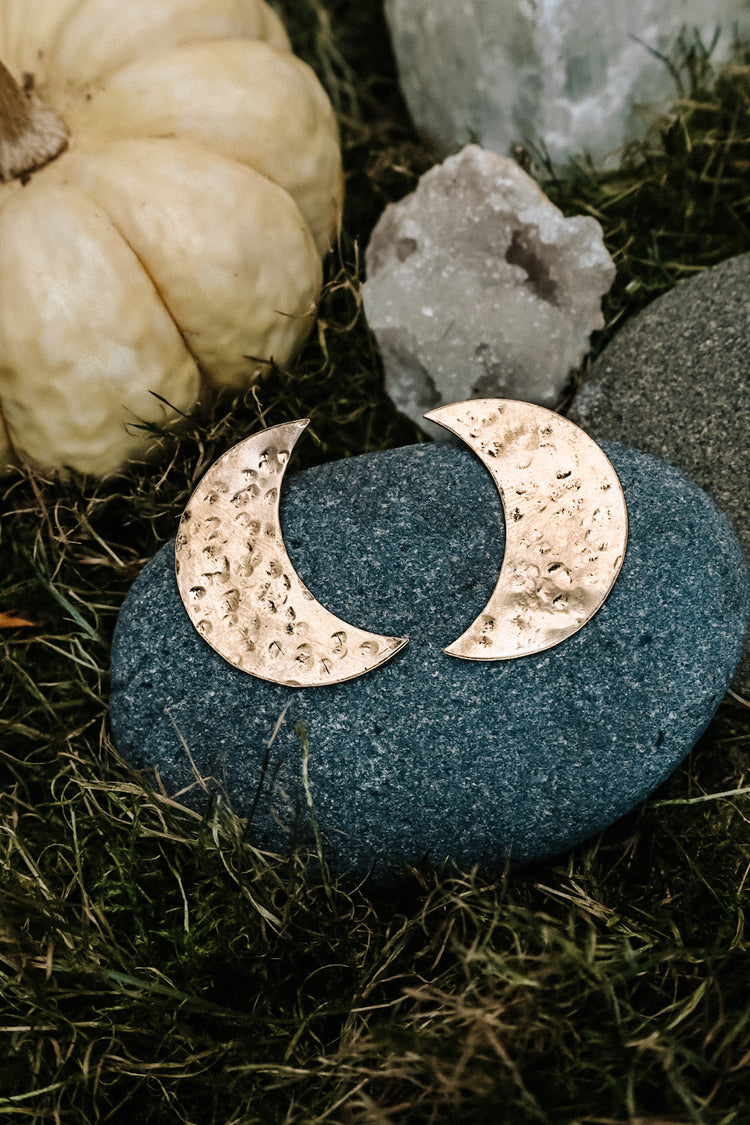 Golden Hour Large Textured Luna Studs